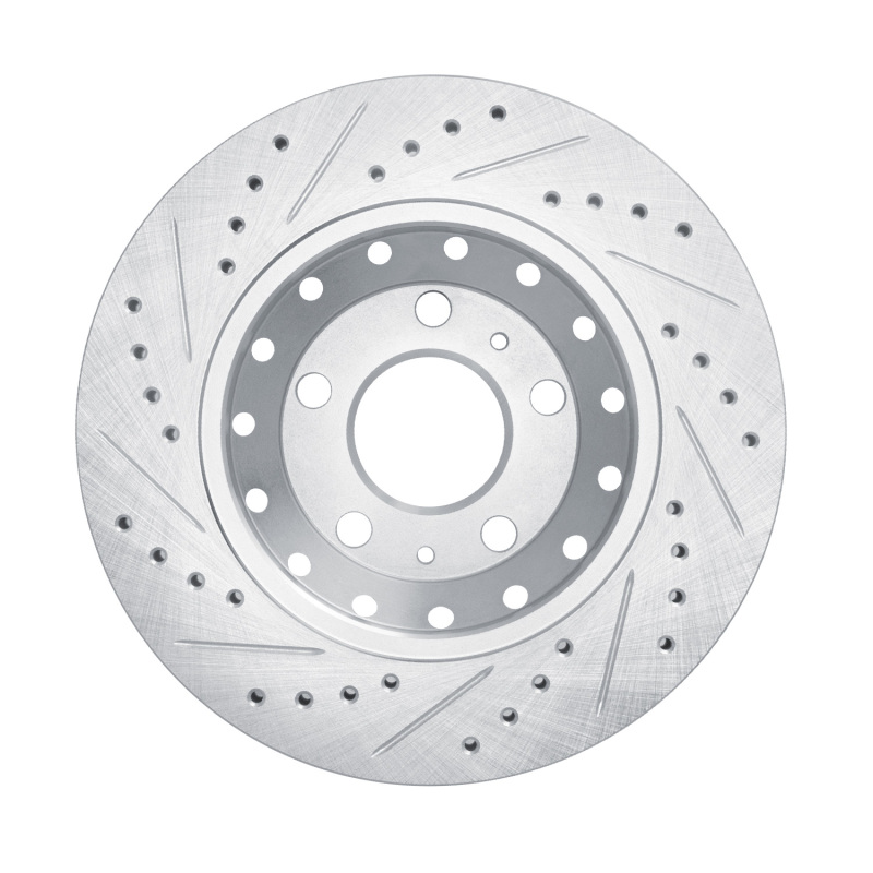 Audi A8 Brake Rotor (1) - Rear Right - R1 Concepts - Drilled & Slotted - Silver - `04-`10